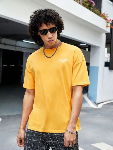 men letter graphic drop shoulder tee p0pd#, White;black