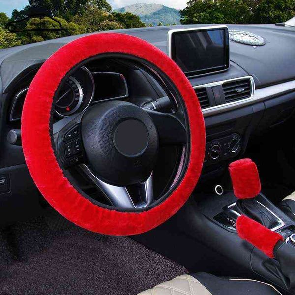 1pc winter steering wheel cover+handbrake cover + car automatic covers / warm super thick plush gear shift collar y220422
1pc winter steering wheel cover+handbrake cover + car automatic covers / warm super thick plush gear shift collar y220422