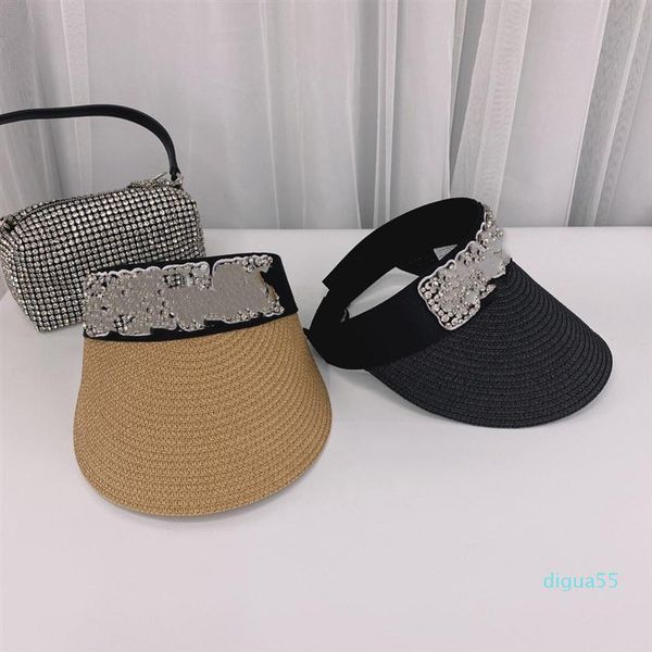 fashion rhinestone empty ball cap grass casual summer visor sun straw designers hat sports men women golf tennis outdoor beach344m, Blue;gray 
fashion rhinestone empty ball cap grass casual summer visor sun straw designers hat sports men women golf tennis outdoor beach344m, Blue;gray