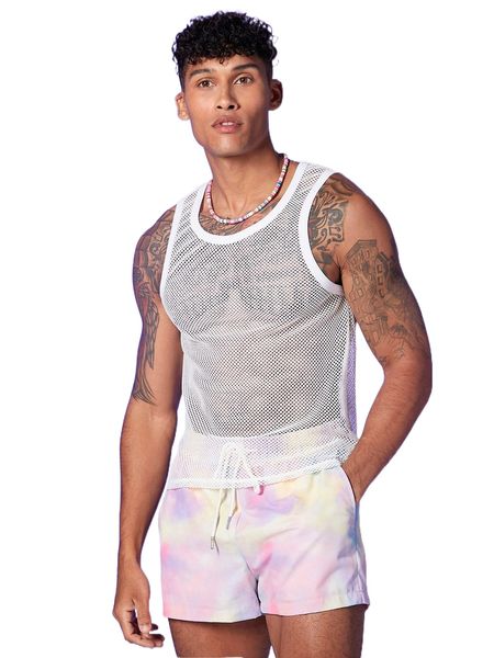 men mesh tank & tie dye drawstring waist shorts c5tv#, Gray
men mesh tank & tie dye drawstring waist shorts c5tv#, Gray