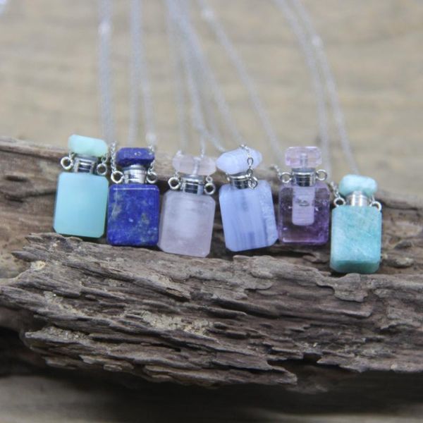 pendant necklaces silvery chains mini rectangle crystal essential oil vial pendants lapis amethysts perfume bottle charms necklace jewelry q, Silver
pendant necklaces silvery chains mini rectangle crystal essential oil vial pendants lapis amethysts perfume bottle charms necklace jewelry q, Silver
