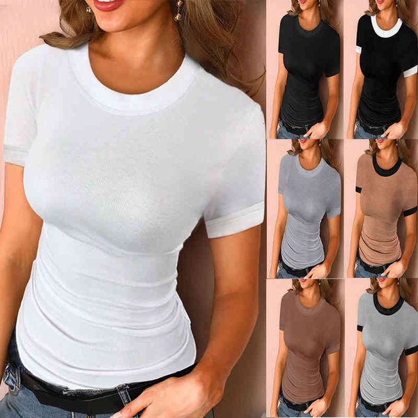 women's t-shirt women's summer solid print t-shirt feminine round neck inside and outside r31f, White
women's t-shirt women's summer solid print t-shirt feminine round neck inside and outside r31f, White