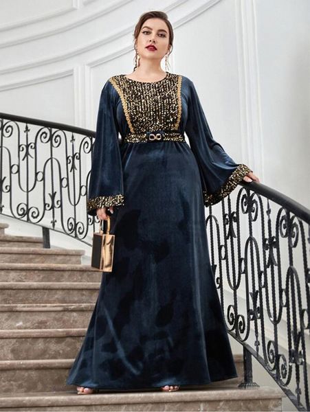 plus contrast sequin flounce sleeve belted velvet prom dress w98n#, Black
plus contrast sequin flounce sleeve belted velvet prom dress w98n#, Black
