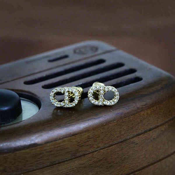 2022 factory wholesale new earrings brass inlaid diamond earrings, Golden