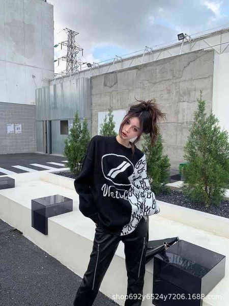 women's sweaters we home spring and summer classic old flower stitching large sweater black white contrast color fashionable loose i0c2, White;black
women's sweaters we home spring and summer classic old flower stitching large sweater black white contrast color fashionable loose i0c2, White;black