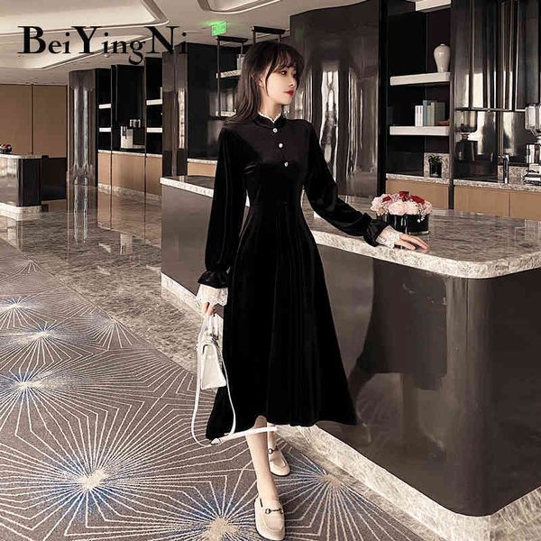 black velvet dress vintage fashion elegant full sleeve warm autumn winter women midi vestido roupa feminina 4xl 210427, Black;gray
black velvet dress vintage fashion elegant full sleeve warm autumn winter women midi vestido roupa feminina 4xl 210427, Black;gray