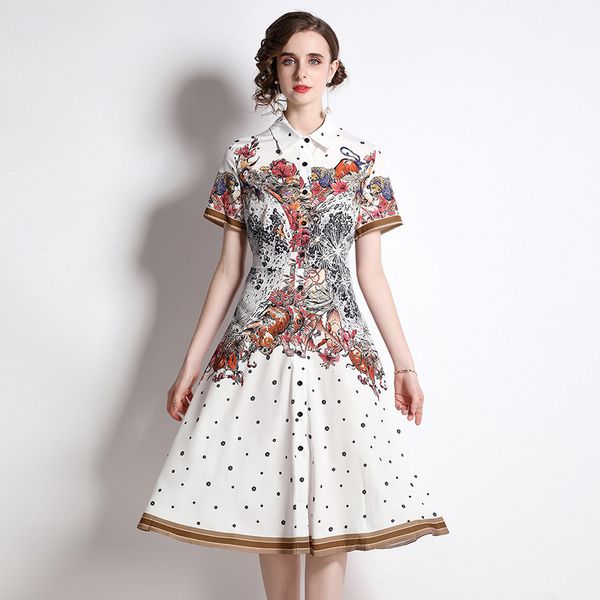 2022 fashion print classic shirt dress short sleeve woman designer summer lapel elegant slim a-line runway white floral dresses sweet girl c, Black;gray
2022 fashion print classic shirt dress short sleeve woman designer summer lapel elegant slim a-line runway white floral dresses sweet girl c, Black;gray