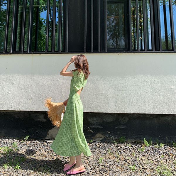 dress restoring ancient ways green small broken flower dew back female long summer new style holiday, Black;gray
dress restoring ancient ways green small broken flower dew back female long summer new style holiday, Black;gray