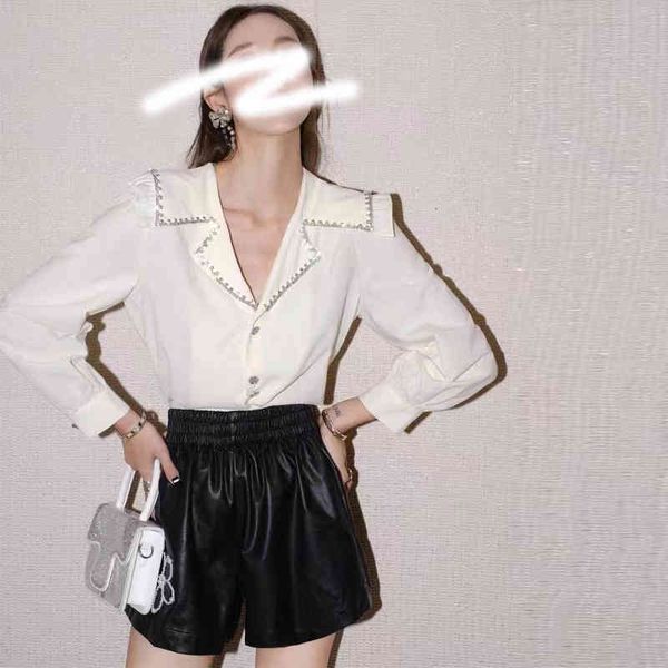 women's polos 2022 spring suit collar design sense of minority long sleeve beaded semi sweet champagne thin shirt female vtcr, White
women's polos 2022 spring suit collar design sense of minority long sleeve beaded semi sweet champagne thin shirt female vtcr, White