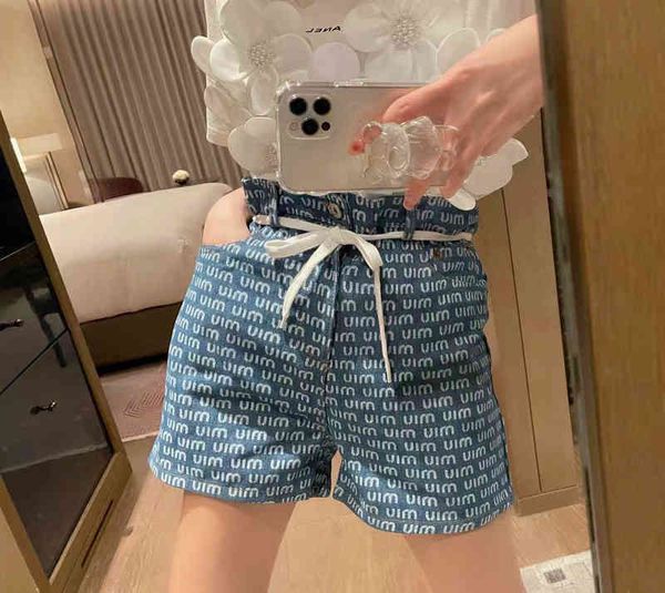 women's shorts summer miu alphabet printed denim shorts women's short high waist lace up casual pants, White;black
women's shorts summer miu alphabet printed denim shorts women's short high waist lace up casual pants, White;black