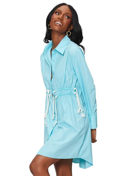 solid drawstring waist high low blouse m4bk#, White 
solid drawstring waist high low blouse m4bk#, White