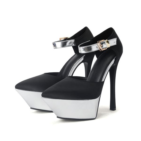 2022 women's sandals new party women's shoes stiletto pointed toe buckle platform mixed wedding satin high heels, Black
2022 women's sandals new party women's shoes stiletto pointed toe buckle platform mixed wedding satin high heels, Black