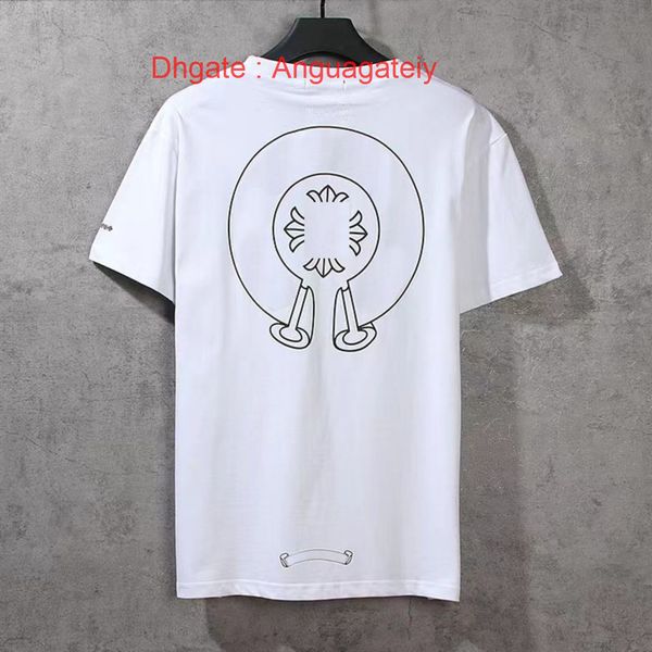 summer men's ch t shirts brand man t-shirt luxury women cross sanskrit tees letter designer tshirts classic boy loose round neck shirt, White;black