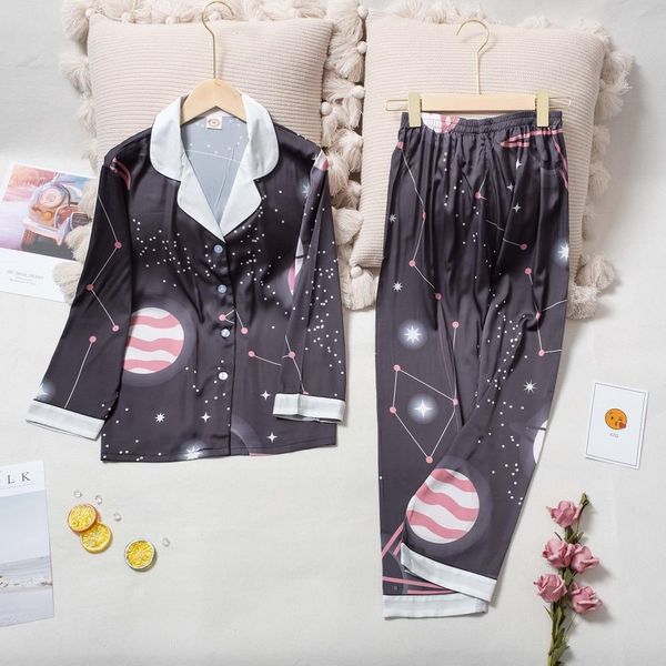 womens print fashiontwo-piece sleepwear suit pyjamas ice silk satin long sleeve set pajamas, Black;red
womens print fashiontwo-piece sleepwear suit pyjamas ice silk satin long sleeve set pajamas, Black;red