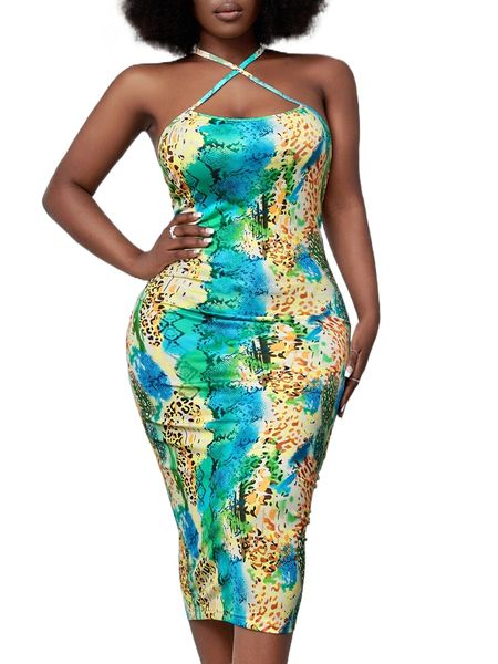 sxy leopard & snakeskin print crisscross back bodycon dress a5sj#, Black;gray
sxy leopard & snakeskin print crisscross back bodycon dress a5sj#, Black;gray
