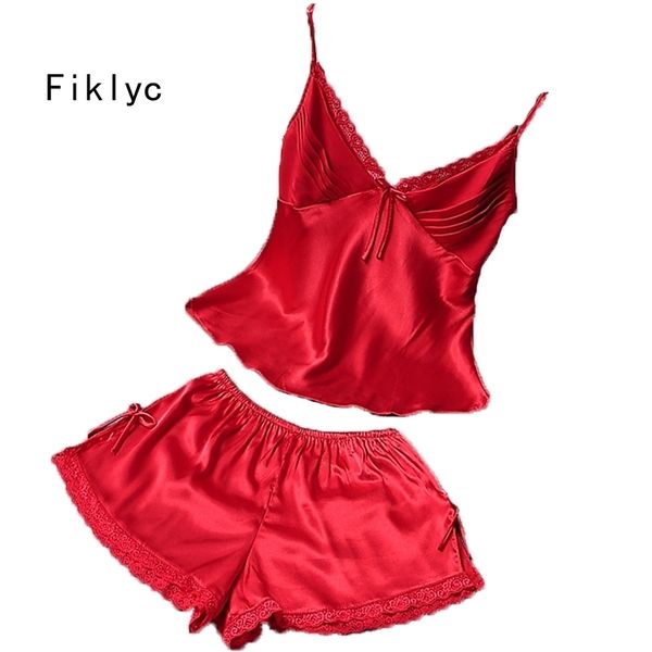 fiklyc brand womens pajamas sets fashion lace bow style pijamas for lady short pants sleeveless summer pyjamas for women y200425, Black;red
fiklyc brand womens pajamas sets fashion lace bow style pijamas for lady short pants sleeveless summer pyjamas for women y200425, Black;red