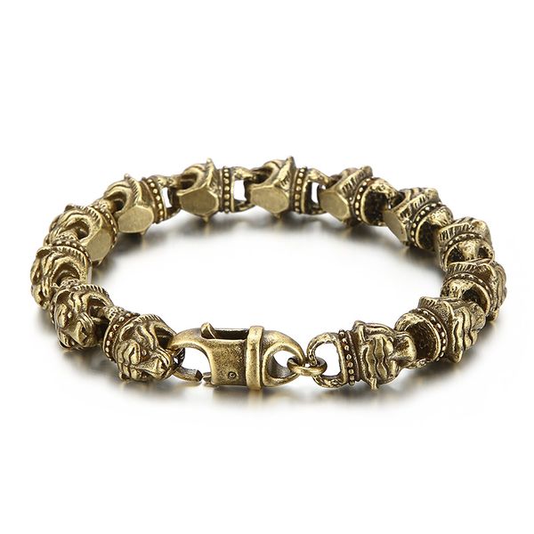 107g gothic solid gold stainless steel biker tiger chain boys mens bracelet 13mm 9'', Black
107g gothic solid gold stainless steel biker tiger chain boys mens bracelet 13mm 9'', Black