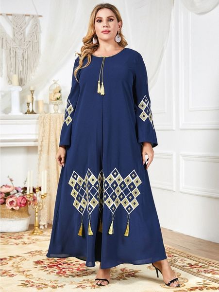 plus geo embroidery tassel detail maxi dress 661t#, Black
plus geo embroidery tassel detail maxi dress 661t#, Black