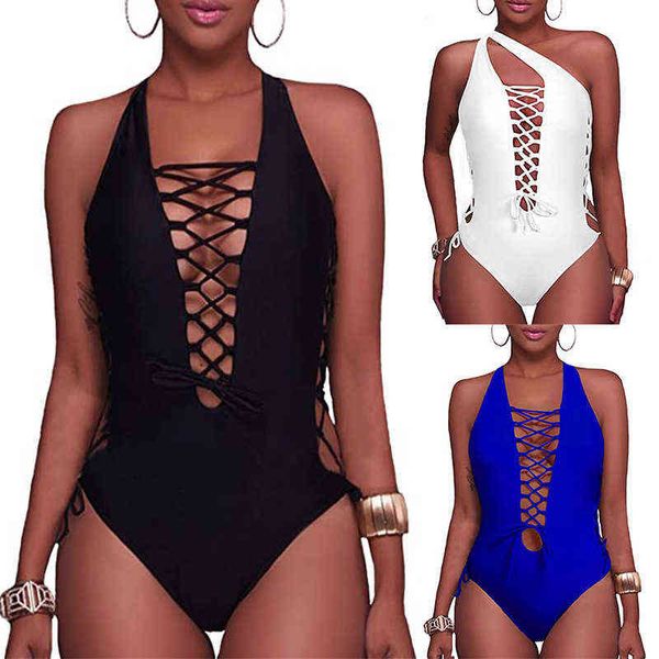 solid color swimsuit one-piece swimsuit strap multi rope cross hollow bikini, White;black
solid color swimsuit one-piece swimsuit strap multi rope cross hollow bikini, White;black