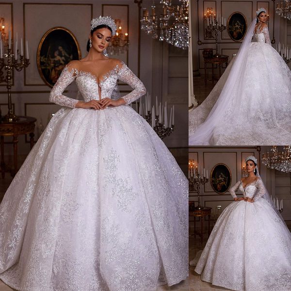 shiny ball gown wedding dresses off shoulder deep v neck long sleeves pearls beads sequins appliques lace ruffles floor length bridal gowns, White
shiny ball gown wedding dresses off shoulder deep v neck long sleeves pearls beads sequins appliques lace ruffles floor length bridal gowns, White