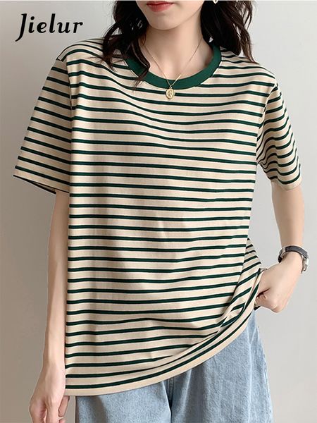 jielur summer short sleeve tshirt women tee shirt loose stripe basic t shirt women casual oneck hipster tshirt 220615, White
jielur summer short sleeve tshirt women tee shirt loose stripe basic t shirt women casual oneck hipster tshirt 220615, White