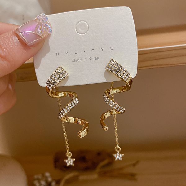 925 silver stud rhinestone-encrusted spiral star tassel earrings south korea dongdaemun temperament fashion earrings online influencer earri, Golden
925 silver stud rhinestone-encrusted spiral star tassel earrings south korea dongdaemun temperament fashion earrings online influencer earri, Golden