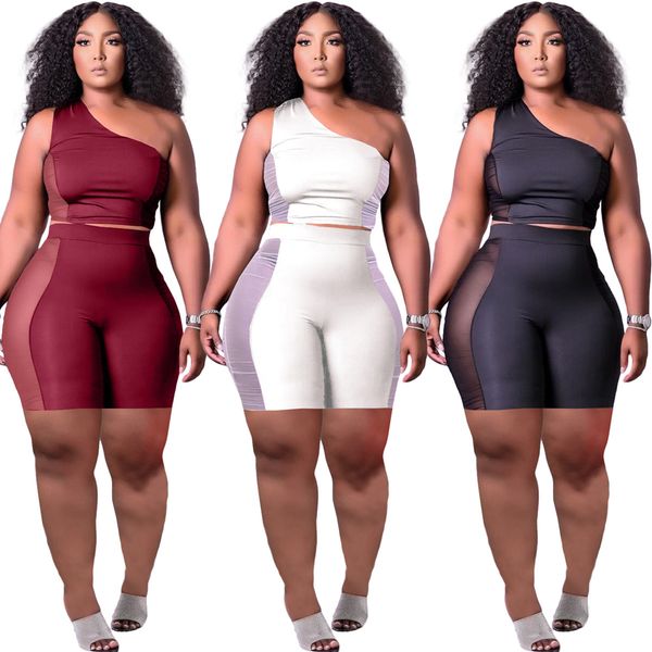 2022 fashion side mesh see through tracksuits for womens one shoulder sleeveless crop and splicing sports shorts casual 2 piece sets ht6073, Gray
2022 fashion side mesh see through tracksuits for womens one shoulder sleeveless crop and splicing sports shorts casual 2 piece sets ht6073, Gray