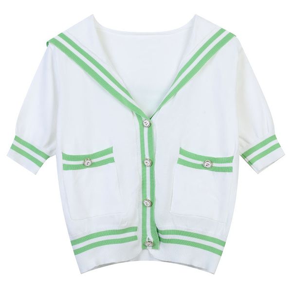 510 2022 summer kint pullover long sleeve lapel neck brand same style sweatergreen pink black plaid luxury womens clothes mingmei, White;black