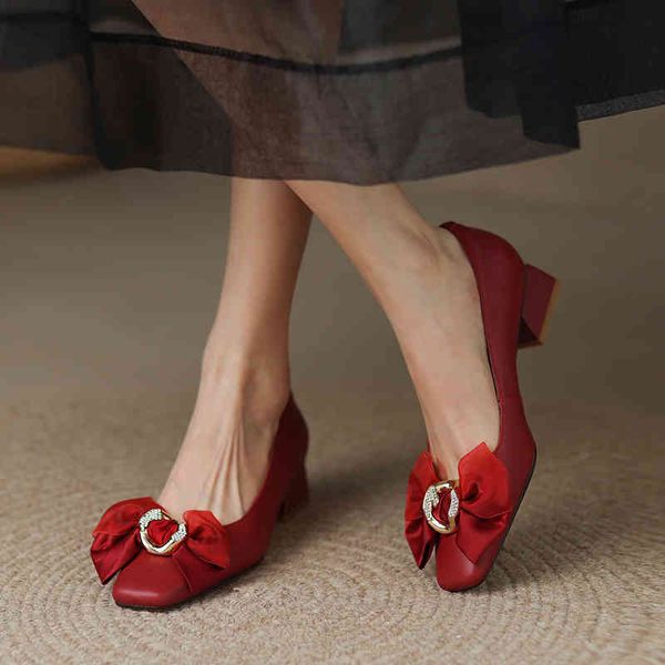 boots spring thick heels high women's middle heel single shoes red temperament goddess bow square head 4oze, Black
boots spring thick heels high women's middle heel single shoes red temperament goddess bow square head 4oze, Black