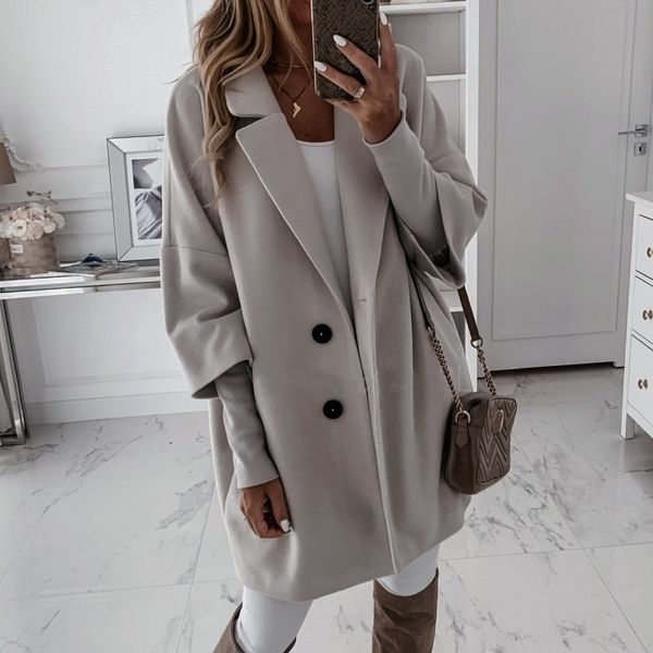 autumn and winter threequarter sleeve vintage long coat women elegant vneck button lapel pocket woolen coat womens y201012, Black
autumn and winter threequarter sleeve vintage long coat women elegant vneck button lapel pocket woolen coat womens y201012, Black