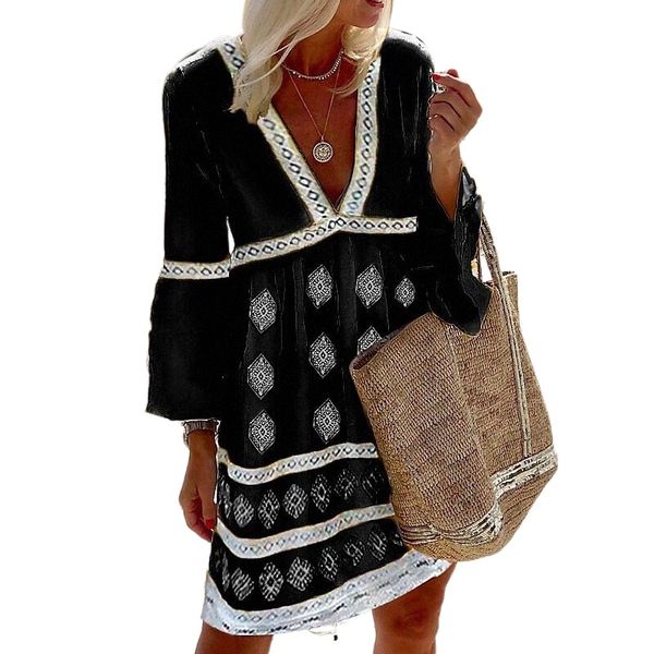 women's shift dress short mini dress blue black gold red long sleeve geometric print spring summer v neck casual vacation vintage 2022, Black;gray
women's shift dress short mini dress blue black gold red long sleeve geometric print spring summer v neck casual vacation vintage 2022, Black;gray