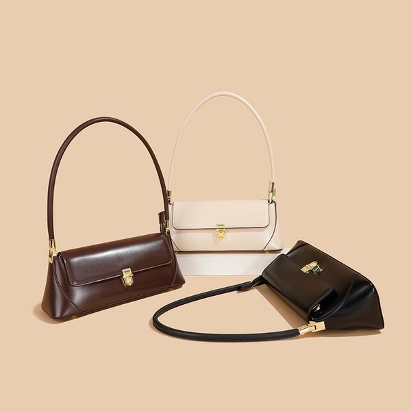 leather shoulder bag zipper baguette