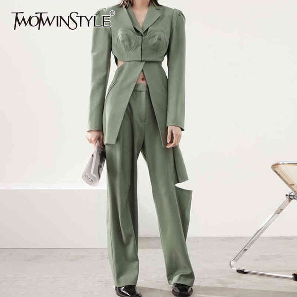 casual loose two piece set for women notched long sleeve blazer high waist pants hollow out sets female fashion 210423, White
casual loose two piece set for women notched long sleeve blazer high waist pants hollow out sets female fashion 210423, White