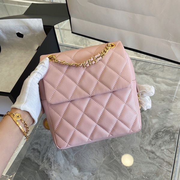 designer womens double chain caviar leather quilted backpack bags pink white black gold metal hardware tofu calfskin handbag totes designer
designer womens double chain caviar leather quilted backpack bags pink white black gold metal hardware tofu calfskin handbag totes designer