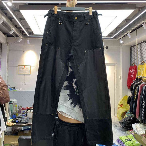 patchwork cargo fashion pants men high street brown black women joggers overalls slightly loose trousers t220803
patchwork cargo fashion pants men high street brown black women joggers overalls slightly loose trousers t220803