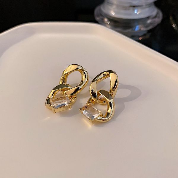 925 silver stud rhinestone-encrusted chain earrings korean geometric cold style metal earrings internet celebrity minimalist generous earrin, Golden
925 silver stud rhinestone-encrusted chain earrings korean geometric cold style metal earrings internet celebrity minimalist generous earrin, Golden