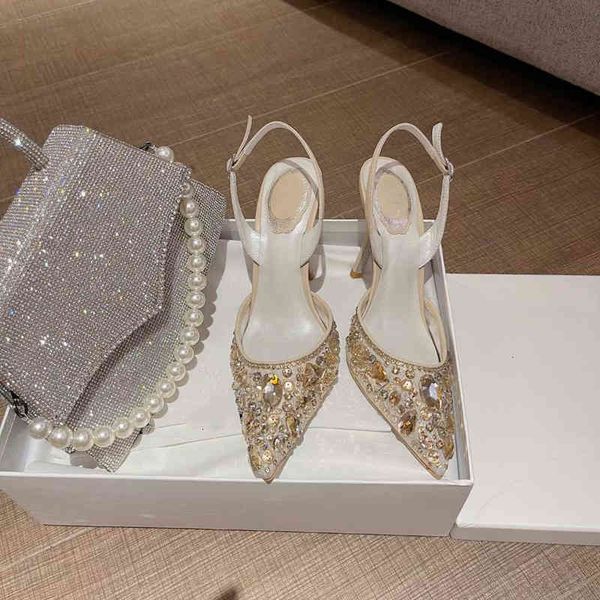 slippers sandals baotou crystal shoes pointed high heels women's thin white wedding fairy style 9f1w, Black
slippers sandals baotou crystal shoes pointed high heels women's thin white wedding fairy style 9f1w, Black