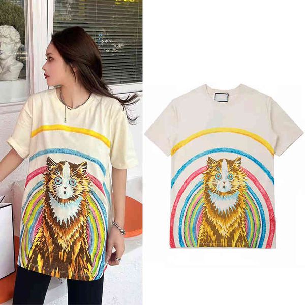 women's t-shirt summer cat pattern series short sleeve t-shirt for men and women, White
women's t-shirt summer cat pattern series short sleeve t-shirt for men and women, White
