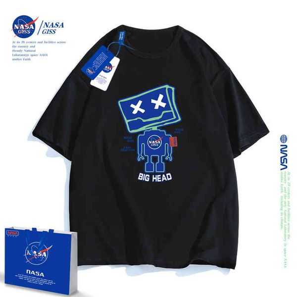 nasa co branded short sleeve t-shirt women's summer american cotton fashion brand half loose design top, White;black
nasa co branded short sleeve t-shirt women's summer american cotton fashion brand half loose design top, White;black