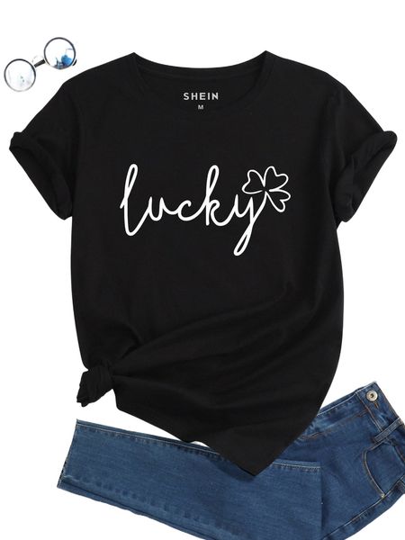 clover and letter graphic tee n0zp#, White
clover and letter graphic tee n0zp#, White