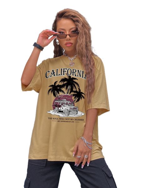 slogan & car print drop shoulder oversized tee k4mw#, White
slogan & car print drop shoulder oversized tee k4mw#, White