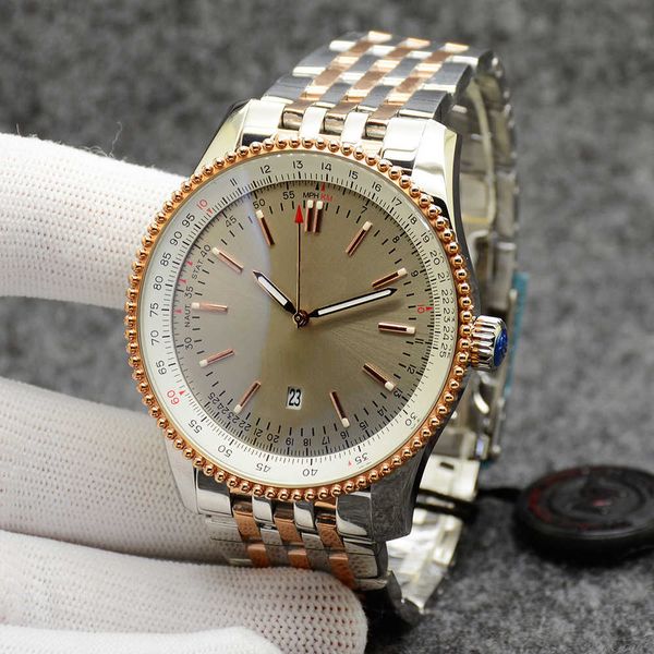 46mm quality navitimer watch chronograph quartz movement two tone gray dial 50th anniversary men watch stainless steel strap mens, Slivery;brown
46mm quality navitimer watch chronograph quartz movement two tone gray dial 50th anniversary men watch stainless steel strap mens, Slivery;brown