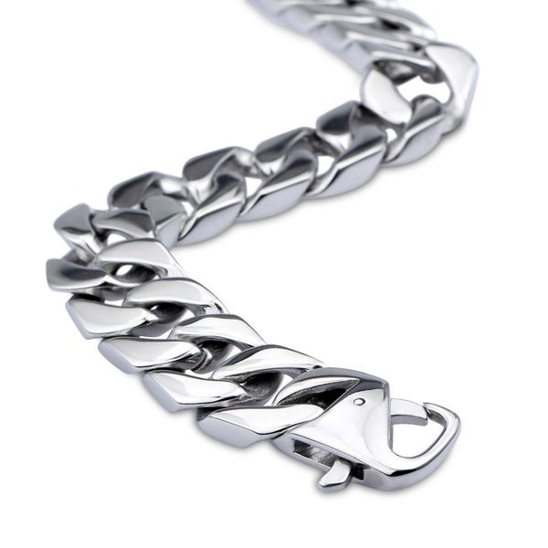 15mm 8.66'' high polished silver stainless steel cuban link chain curb bracelet for mens boy women fashion holiday gifts, Black
15mm 8.66'' high polished silver stainless steel cuban link chain curb bracelet for mens boy women fashion holiday gifts, Black