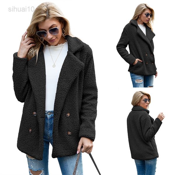 women's coat casual lapel fleece fuzzy faux shearling button coats warm winter oversized outwear jackets spring autumn l220725, Black;brown
women's coat casual lapel fleece fuzzy faux shearling button coats warm winter oversized outwear jackets spring autumn l220725, Black;brown