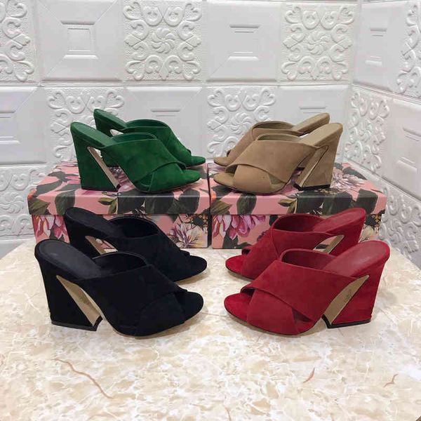 dress shoes size34-43 genuine leather women shoes mules super high heel natural kid suede slippers designer slides, Black
dress shoes size34-43 genuine leather women shoes mules super high heel natural kid suede slippers designer slides, Black