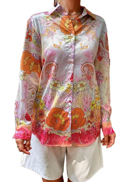 floral & paisley button through blouse o5sv#, White
floral & paisley button through blouse o5sv#, White