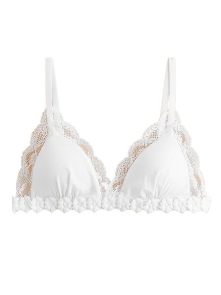 luvlette lace scallop trim bralette c3aa#, Black;red