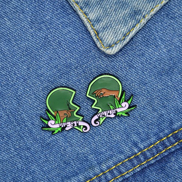 green love split enamel brooch cartoon green grass stitching peace of mind friend in hand badge jewelry gift, Blue
green love split enamel brooch cartoon green grass stitching peace of mind friend in hand badge jewelry gift, Blue