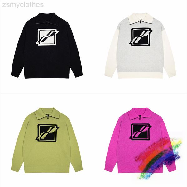 we11done loose-fit badge jacquard half-zip turtleneck sweater men women knit well done slightly oversized sweatshirts, White;black
we11done loose-fit badge jacquard half-zip turtleneck sweater men women knit well done slightly oversized sweatshirts, White;black
