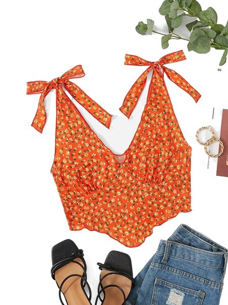 ditsy floral tie shoulder rib-knit tank 32qw#, White
ditsy floral tie shoulder rib-knit tank 32qw#, White